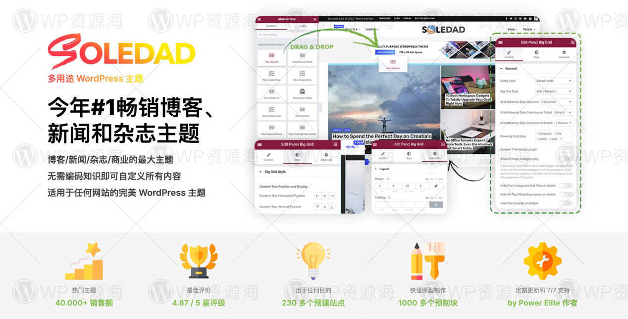 Soledad-多概念博客杂志AMP WordPress主题[更至v8.5.9]封面图