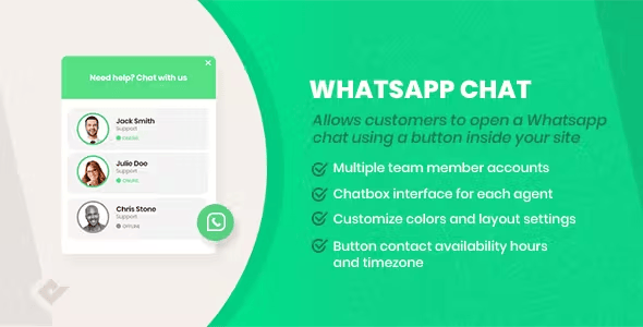 WhatsApp Chat PRO-快速联系与聊天按钮工具WordPress插件[更至v7.3.6]封面图