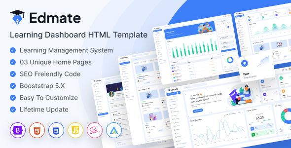 Edmate-在线教育网站学校管理后台HTML模板封面图