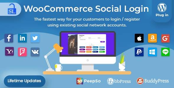 WooCommerce Social Login-社交账号登录快捷注册绑定插件封面图