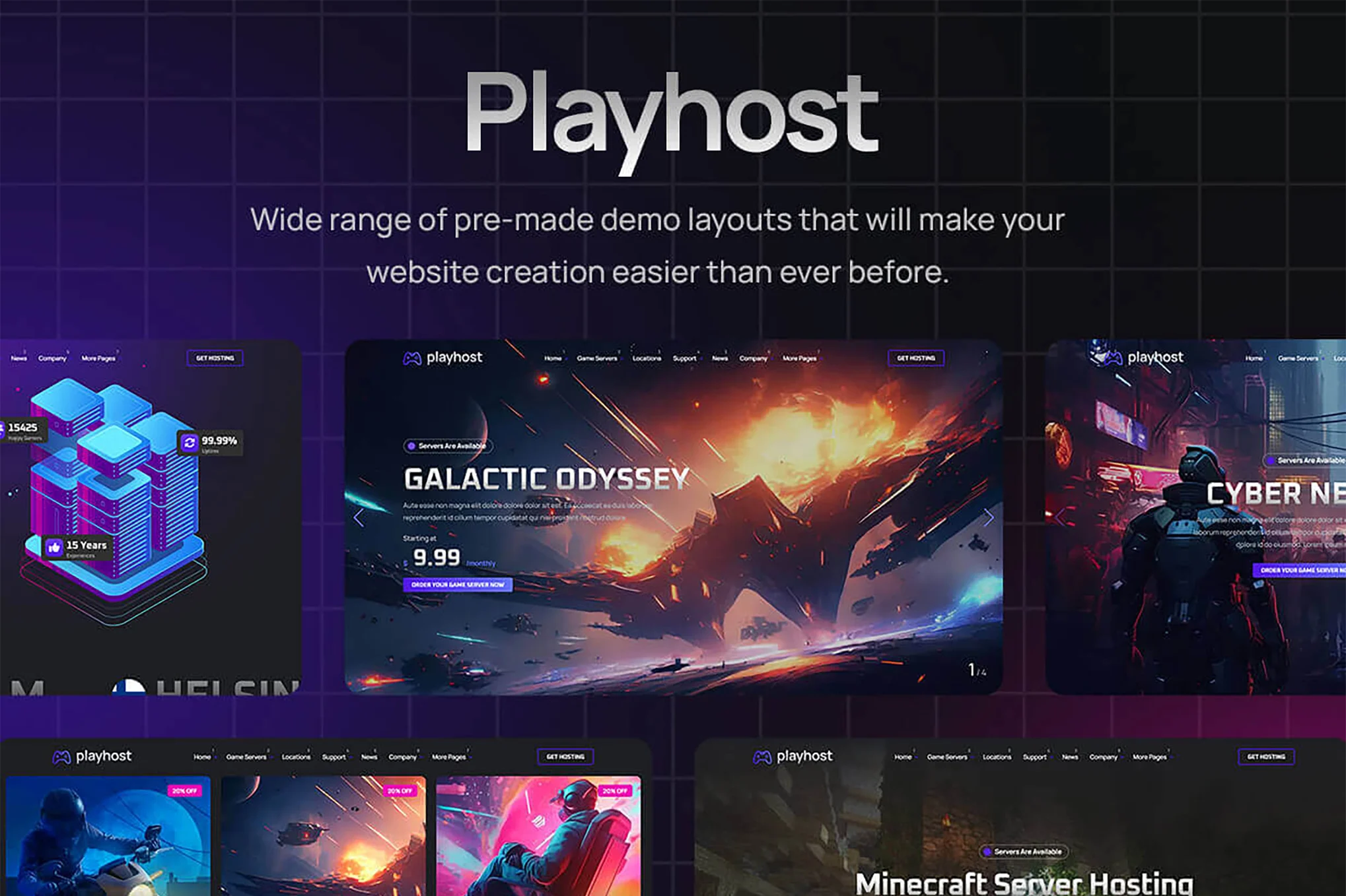 Playhost-游戏服务器主机网站模板WordPress主题[更至v1.0.2]封面图