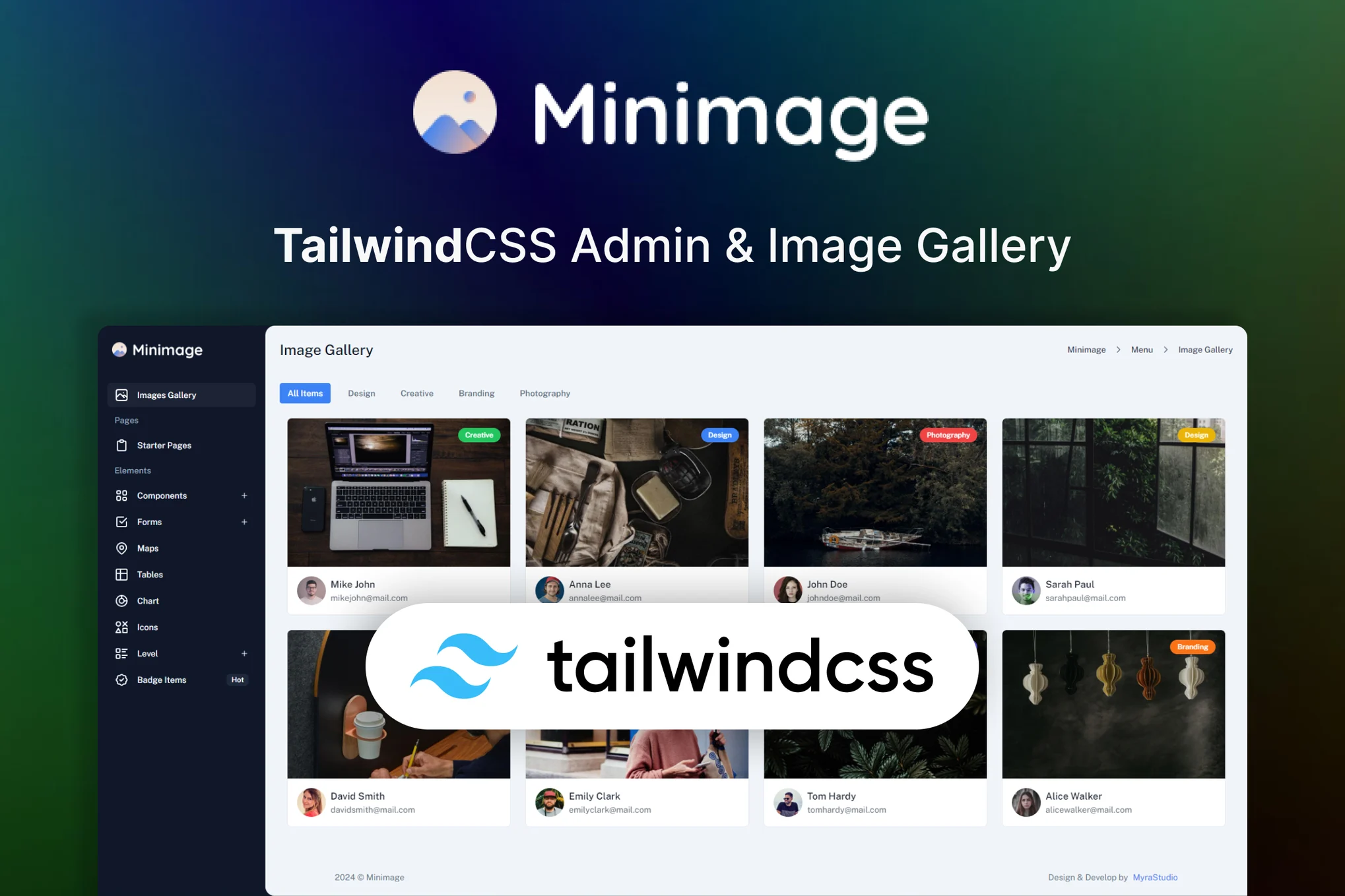 Minimage-Tailwind CSS 图片库网页模板 简洁美观 功能强大封面图