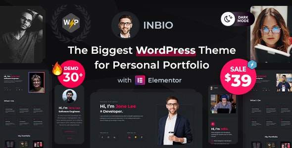 InBio-个人简历黑色商务炫酷WordPress主题封面图