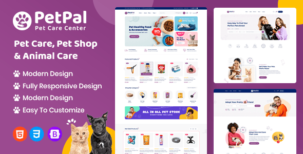 Petpal-宠物用品商城宠物护理网站HTML5模板封面图