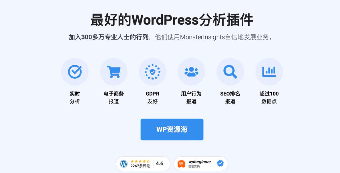 MonsterInsights Pro-谷歌分析/用户行为分析/增加转化率WordPress插件封面图